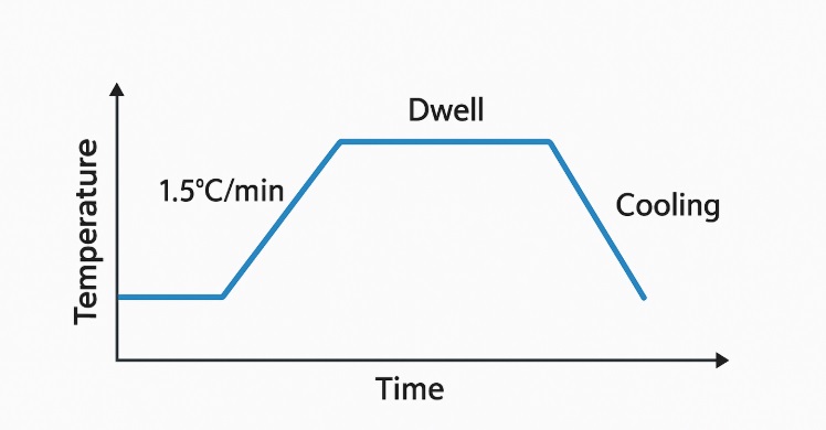 Fig.2 Typical lamination temperature profile for Rogers + FR-4 hybrid boards Fig.2 Typical lamination temperature profile for Rogers + FR-4 hybrid boards